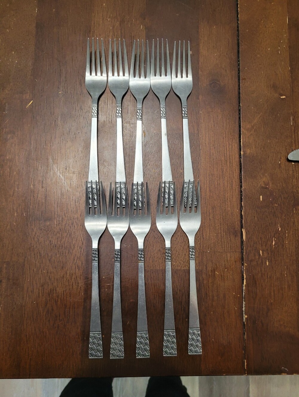 Towle Supreme stainless steel  Basketweave" pattern (TWS127) Big Fork Set 10